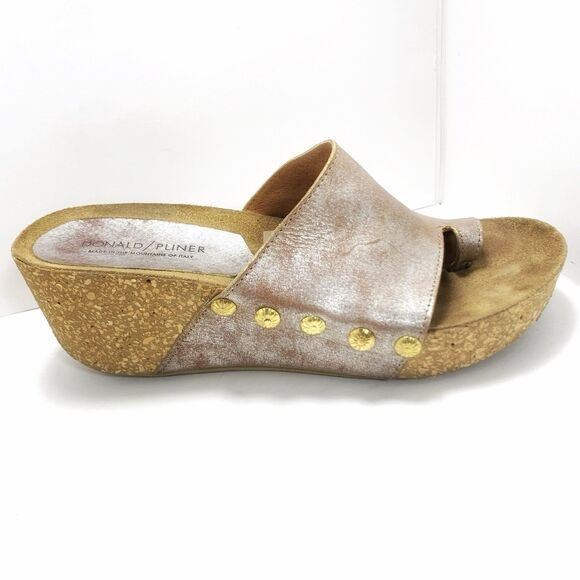 Donald J Pliner Metallic Leather Ginie Platform Slides Sandals Size 9.5 B Women - Picture 2 of 14